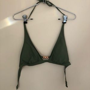 Aerie Army Green “Scoop” Bikini Top | Size M